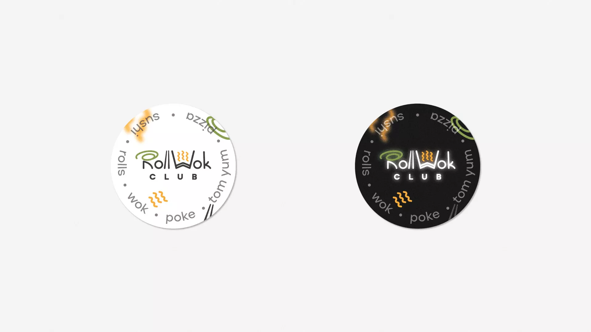 Разработка наклеек для суши-бара «Roll Wok Club» в Николаевске-на-Амуре