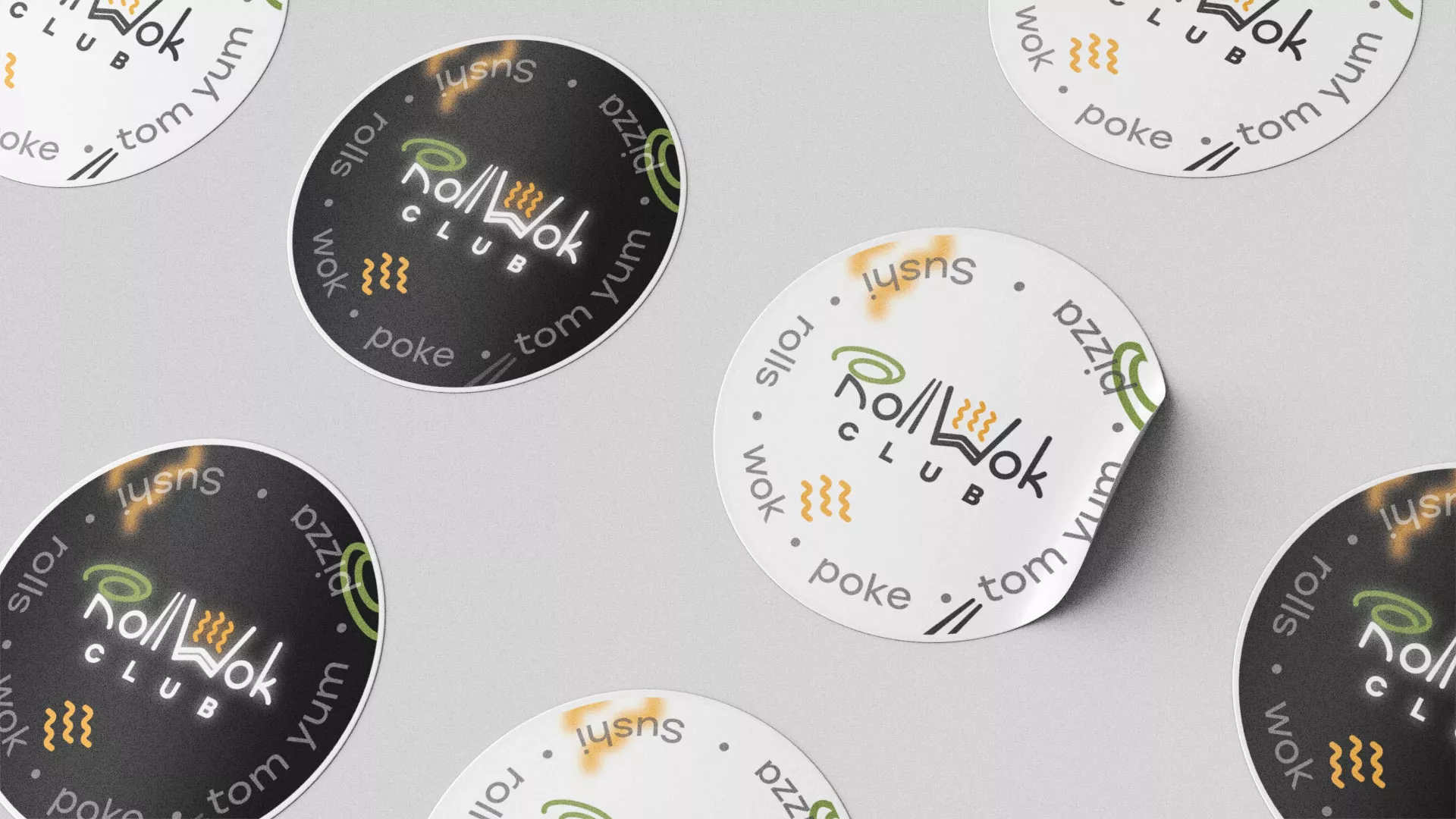 Разработка наклеек для суши-бара «Roll Wok Club» в Николаевске-на-Амуре